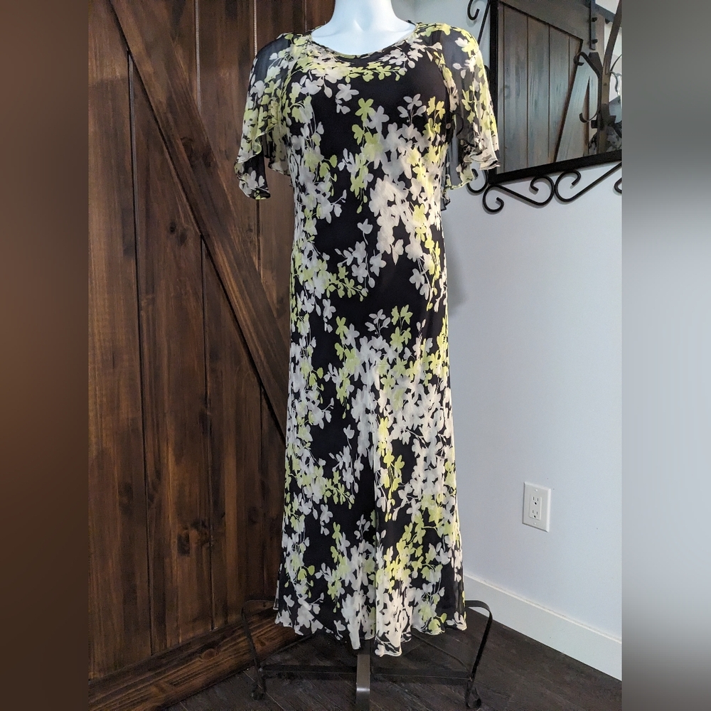Ladies dress with sheer shoulder wrap